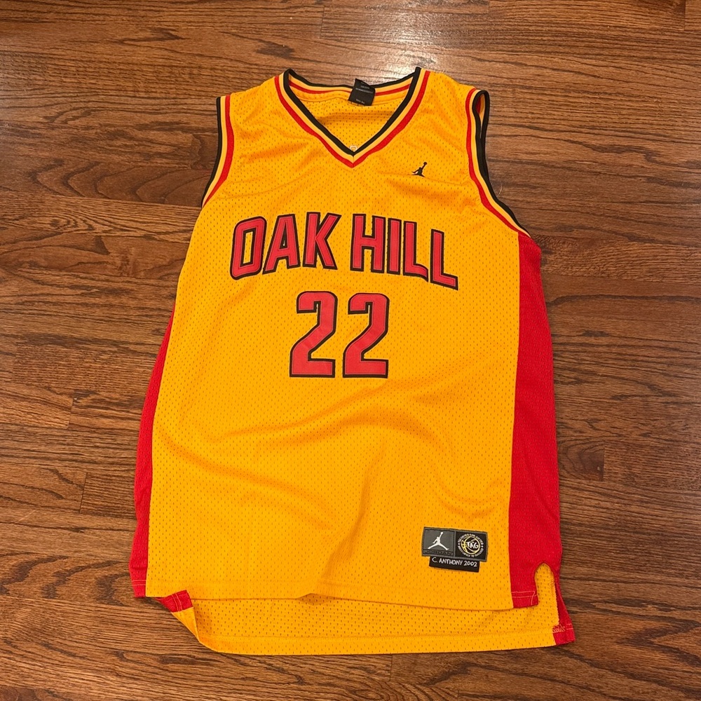 Carmelo Anthony Oak Hill High School Yellow and Red Basketball Jersey Jordan